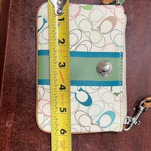 Coach Colorful Wristlet with Green and Blue Stripes